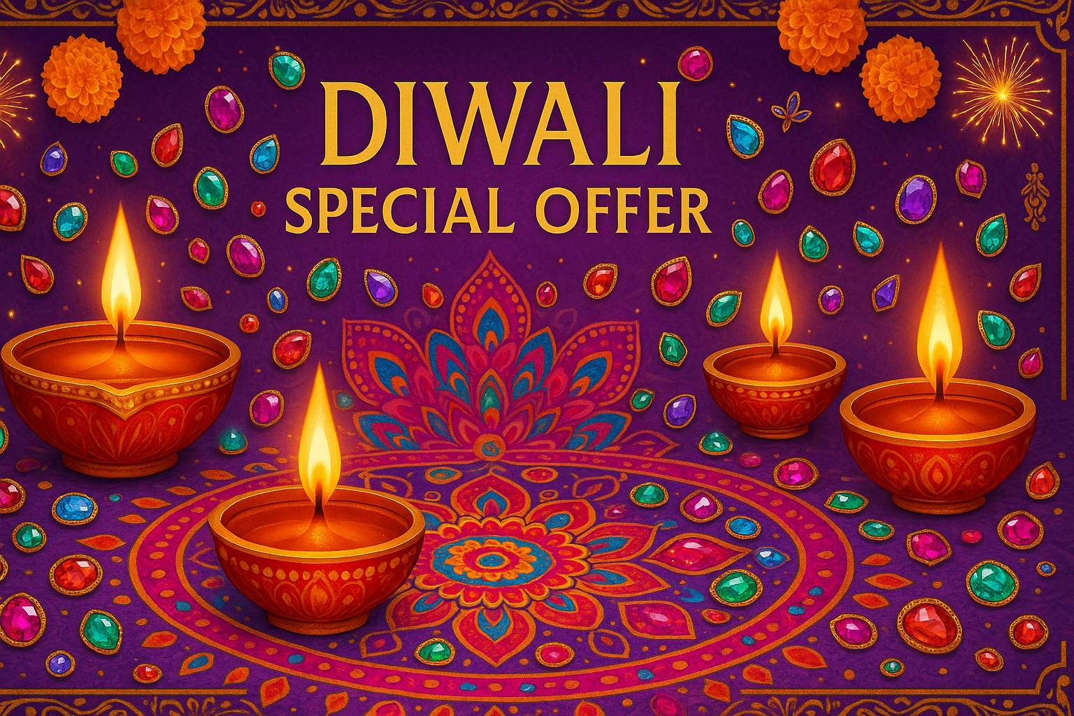 diwali special offer ka horizantal banner jisme ratn bhi ho
