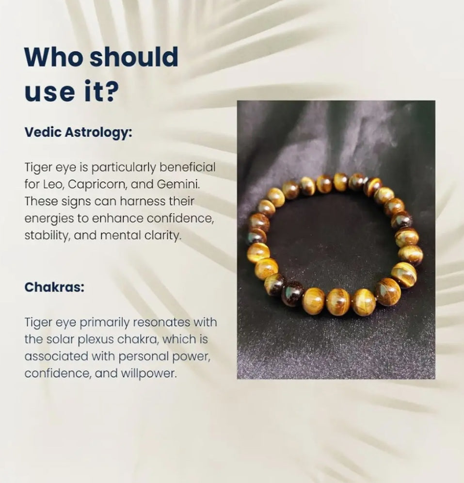 Natural Tiger eye round beads bracelet for confidence, happiness, health, and wealth, healing Crystal for Peace, Chakra Healing, and balancing