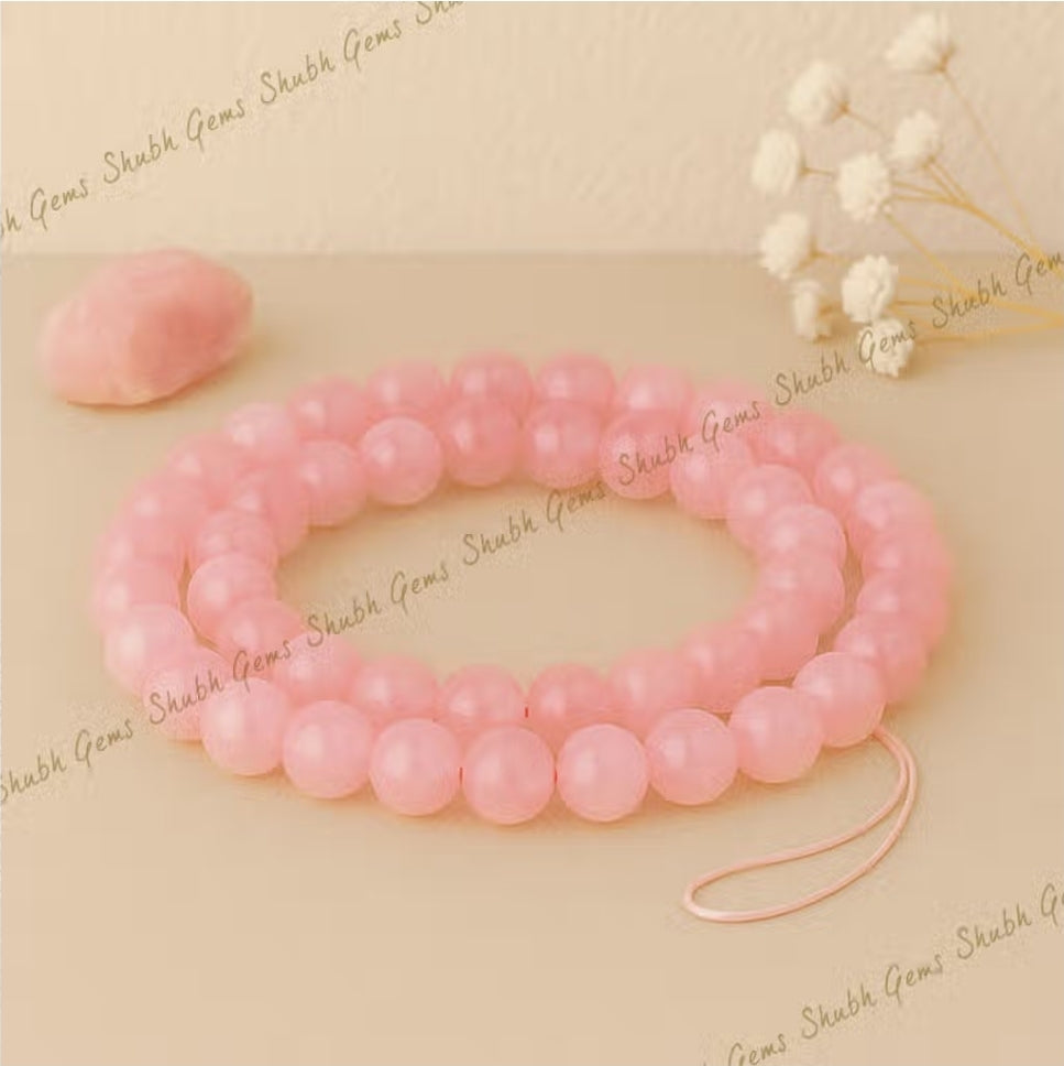 HASHTAG 24 SEVEN Natural Rose Quartz Beaded Stretch Bracelet - Healing Crystal for Love, Self-Care & Positivity - Elegant & Comfortable Gemstone Jewelry