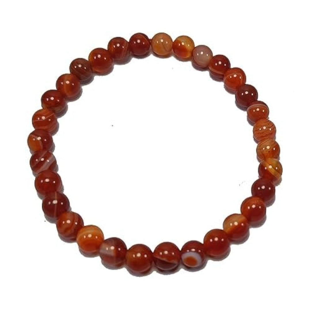 Red Carnelian Gemstone Hand Craft round shape Crystal healing Bracelet 6 mm size