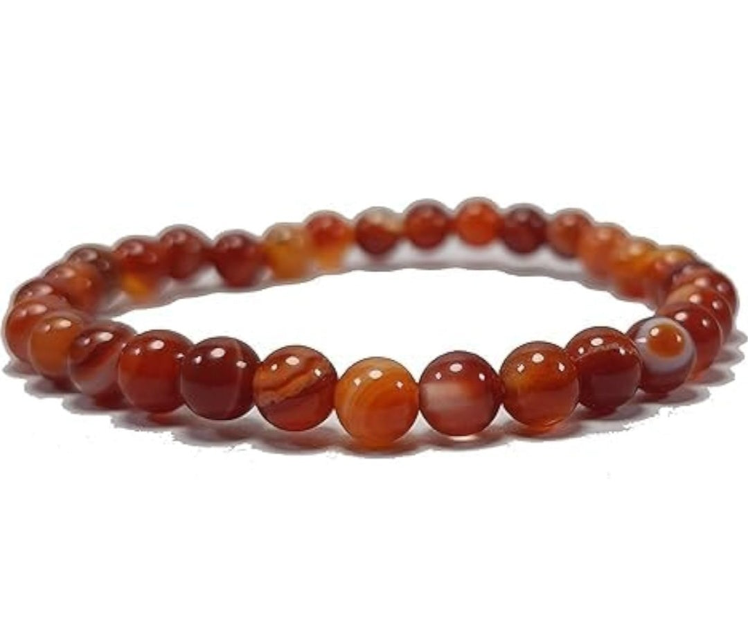Red Carnelian Gemstone Hand Craft round shape Crystal healing Bracelet 6 mm size