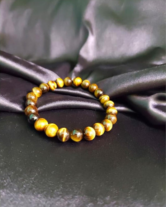 Natural Tiger eye round beads bracelet for confidence, happiness, health, and wealth, healing Crystal for Peace, Chakra Healing, and balancing