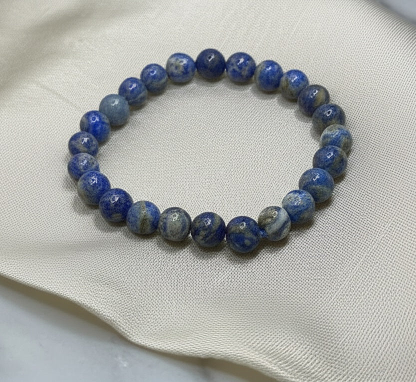 REBUY Lapis Lazuli Bracelet Natural Crystal Healing Stone Bracelet Gemstone Jewelry Bracelet for Men & Women, Bead Size 8 mm, Color Blue, Lab Certificate