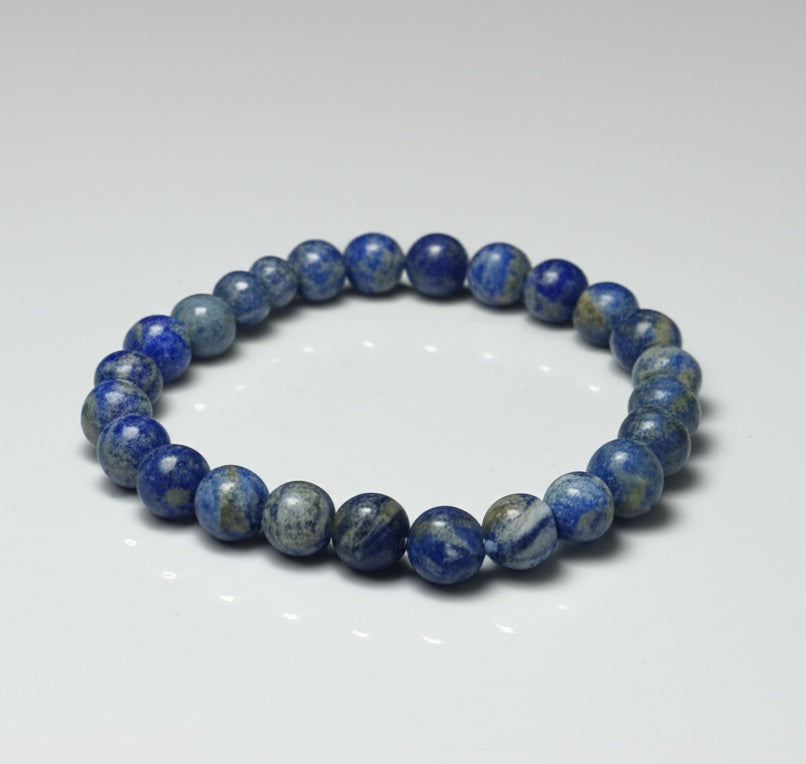 REBUY Lapis Lazuli Bracelet Natural Crystal Healing Stone Bracelet Gemstone Jewelry Bracelet for Men & Women, Bead Size 8 mm, Color Blue, Lab Certificate