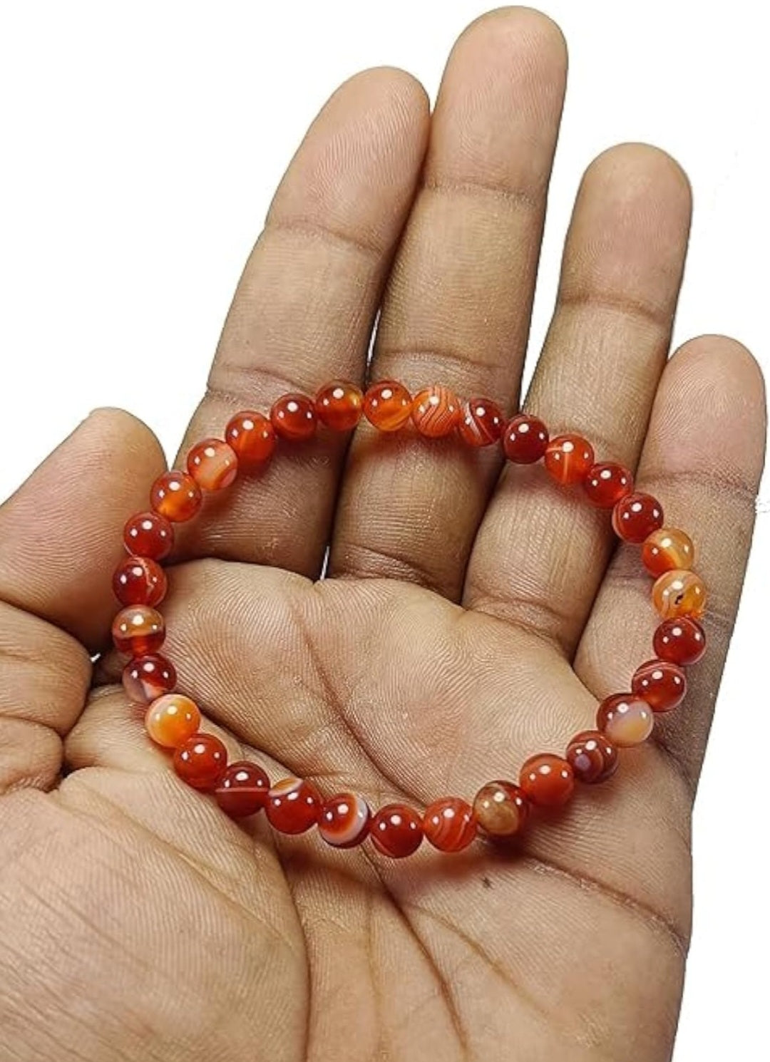 Red Carnelian Gemstone Hand Craft round shape Crystal healing Bracelet 6 mm size