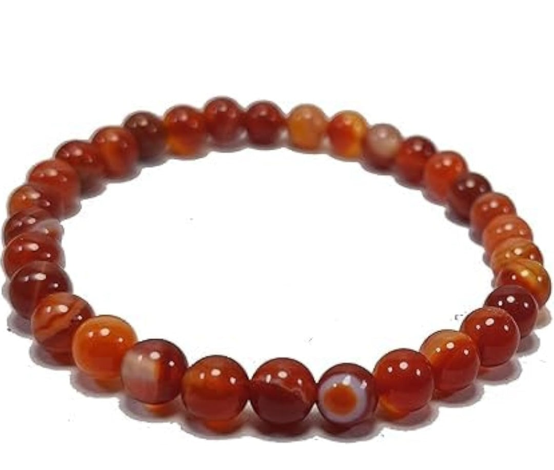 Red Carnelian Gemstone Hand Craft round shape Crystal healing Bracelet 6 mm size