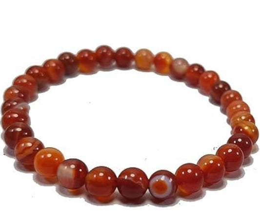 Red Carnelian Gemstone Hand Craft round shape Crystal healing Bracelet 6 mm size