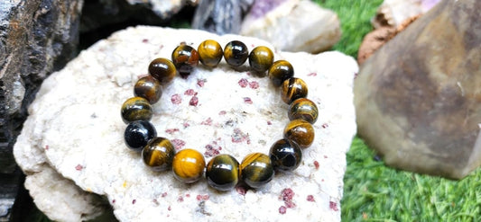 Natural Tiger eye round beads bracelet for confidence, happiness, health, and wealth, healing Crystal for Peace, Chakra Healing, and balancing