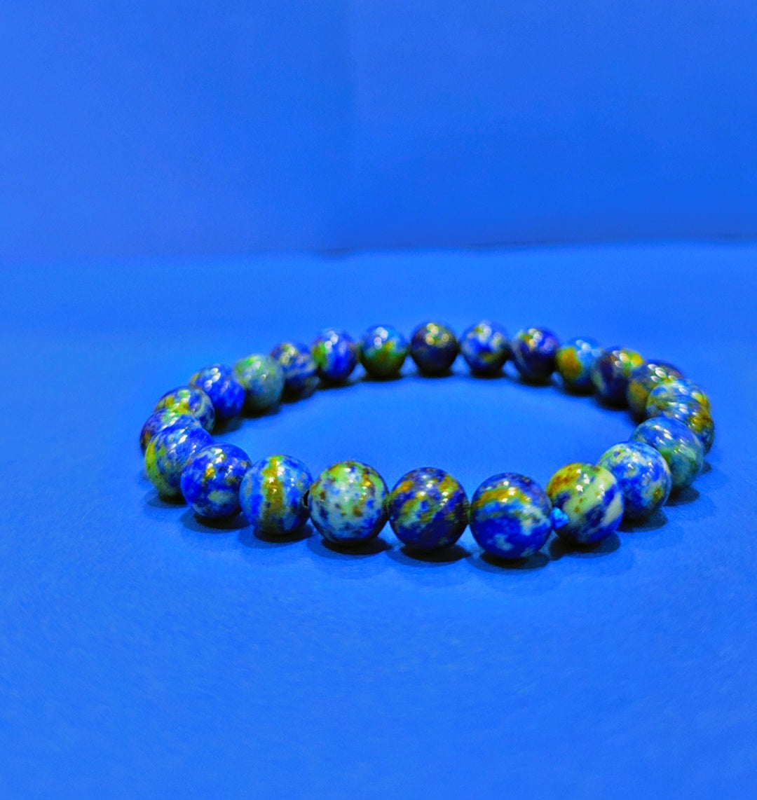 REBUY Lapis Lazuli Bracelet Natural Crystal Healing Stone Bracelet Gemstone Jewelry Bracelet for Men & Women, Bead Size 8 mm, Color Blue, Lab Certificate