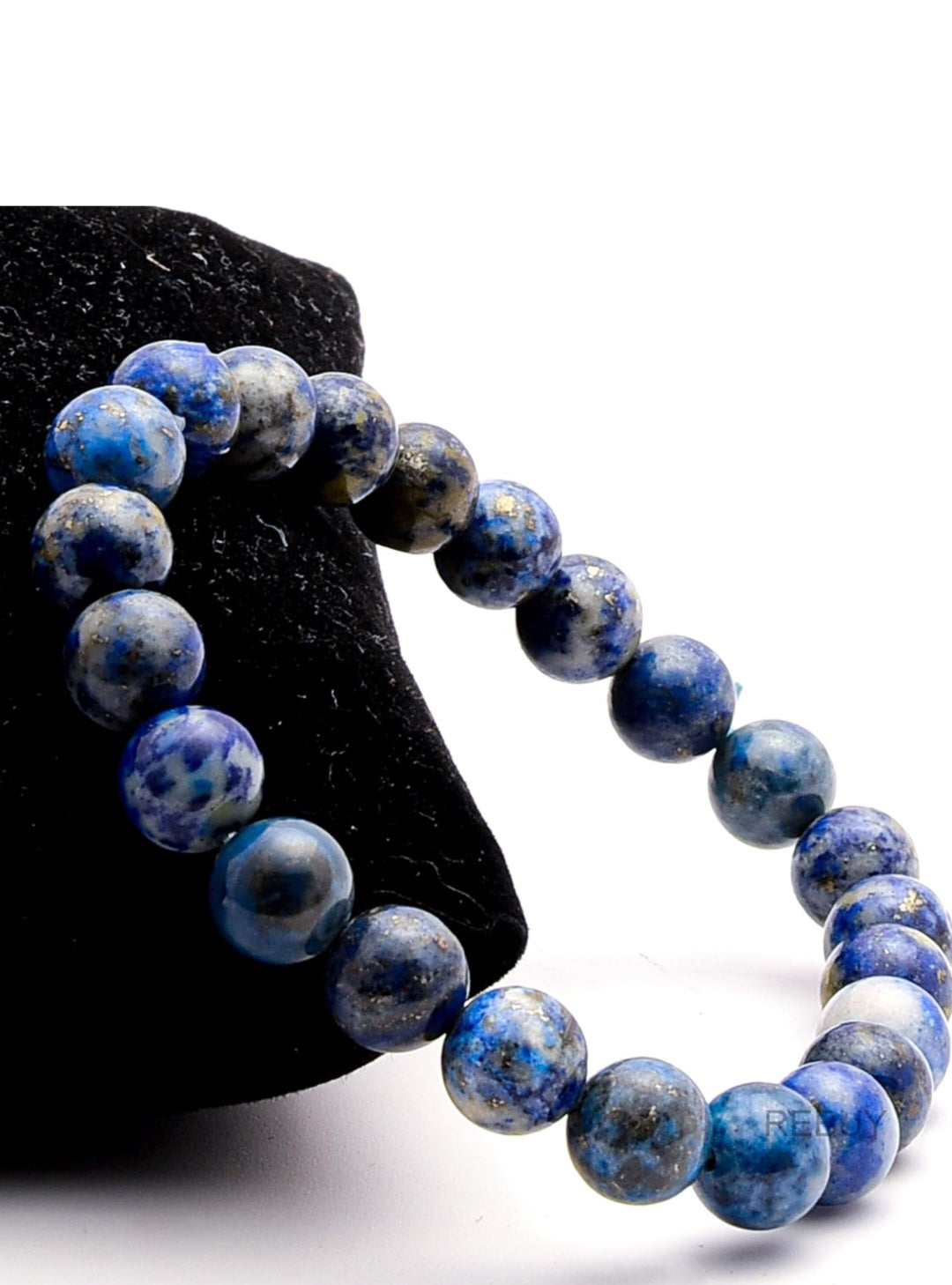 REBUY Lapis Lazuli Bracelet Natural Crystal Healing Stone Bracelet Gemstone Jewelry Bracelet for Men & Women, Bead Size 8 mm, Color Blue, Lab Certificate