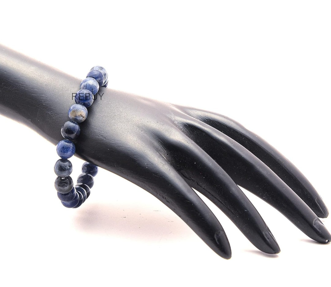 REBUY Lapis Lazuli Bracelet Natural Crystal Healing Stone Bracelet Gemstone Jewelry Bracelet for Men & Women, Bead Size 8 mm, Color Blue, Lab Certificate